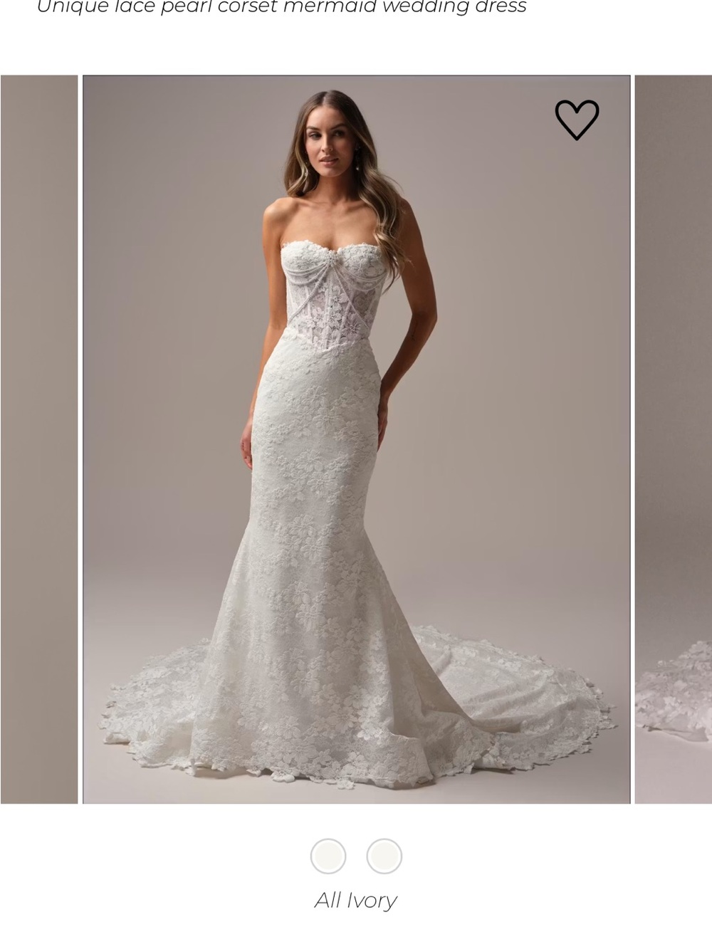 Maggie Sottero Devon Ivory Lace Pearl Corset fitted Wedding Dress